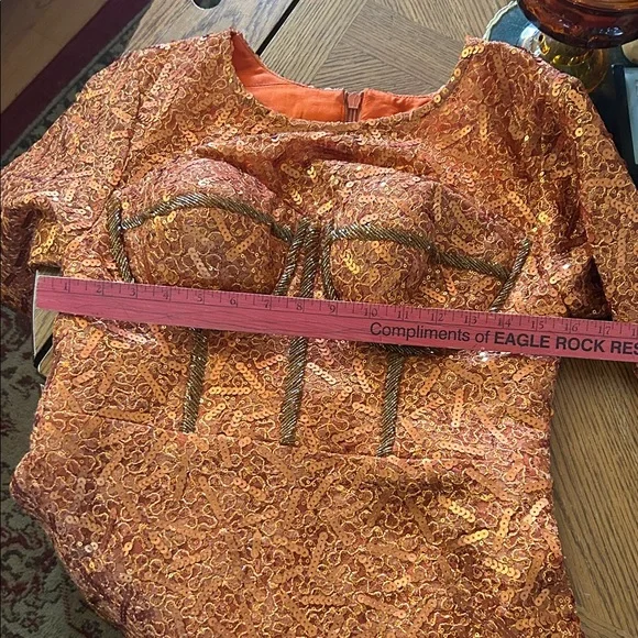 Vintage Orange Sequin Gown - Picture 11 of 16